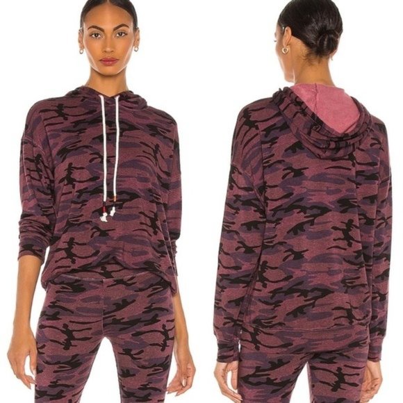 NWT Sundry Camo Boyfriend Hoodie in Plum 0 XS‎ - Picture 1 of 11